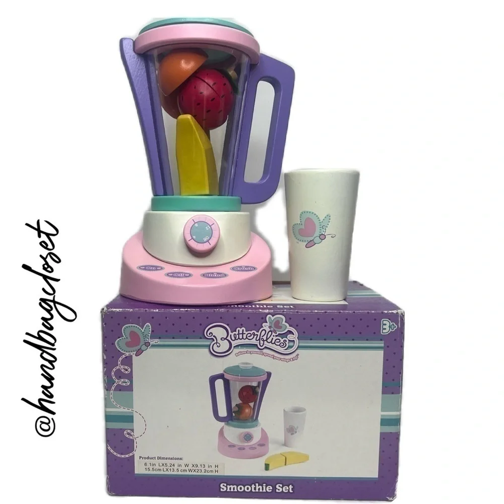 Butterflies KidKraft Smoothie Toy Blender Wooden Fruit Set